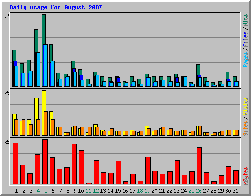 Daily usage for August 2007