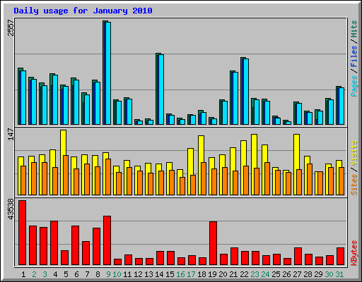 Daily usage for January 2010