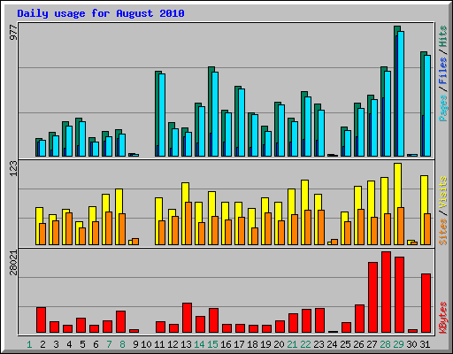 Daily usage for August 2010