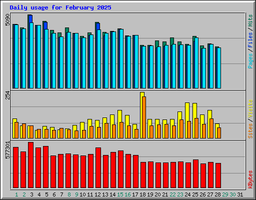 Daily usage for February 2025