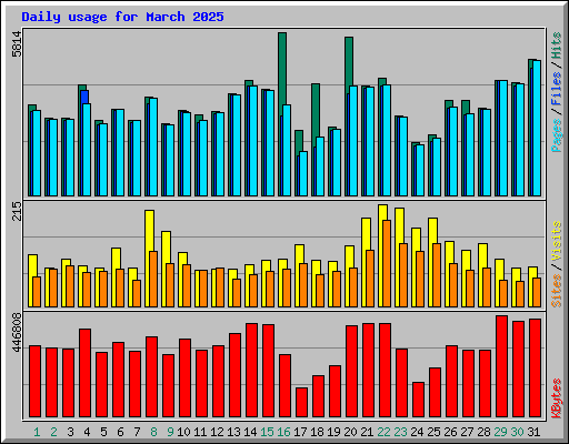 Daily usage for March 2025