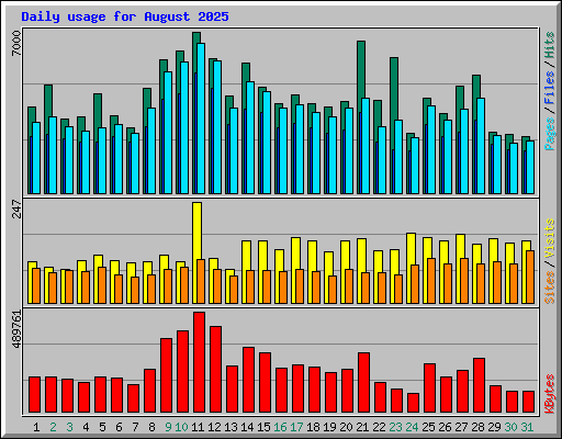 Daily usage for August 2025