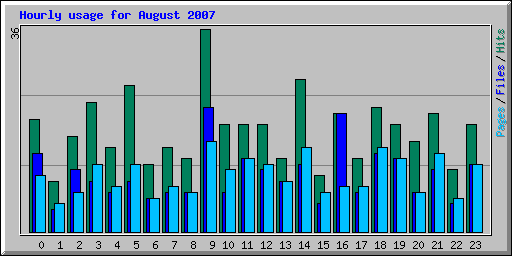 Hourly usage for August 2007