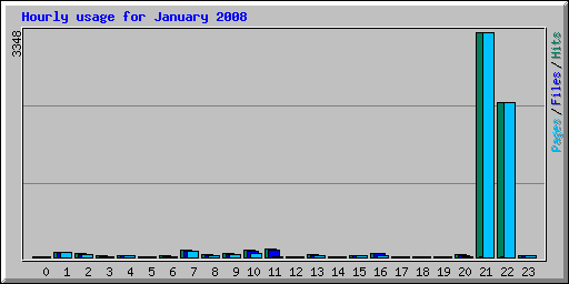 Hourly usage for January 2008