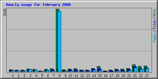 Hourly usage for February 2008