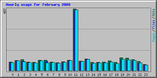 Hourly usage for February 2009