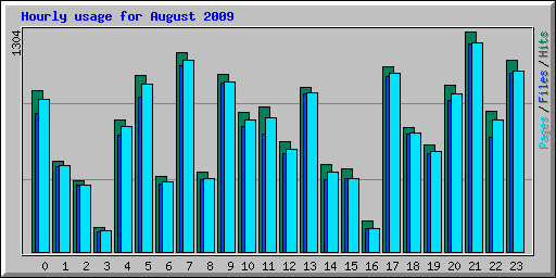 Hourly usage for August 2009