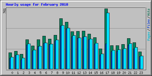 Hourly usage for February 2010